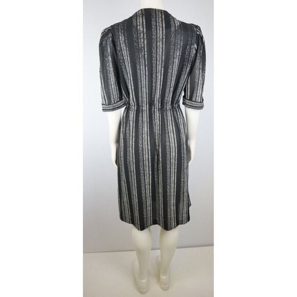 VINTAGE 1970s SHEER BLACK & WHITE STRIPED DRESS - AMY'S PLACE - SIZE M - Picture 7 of 10